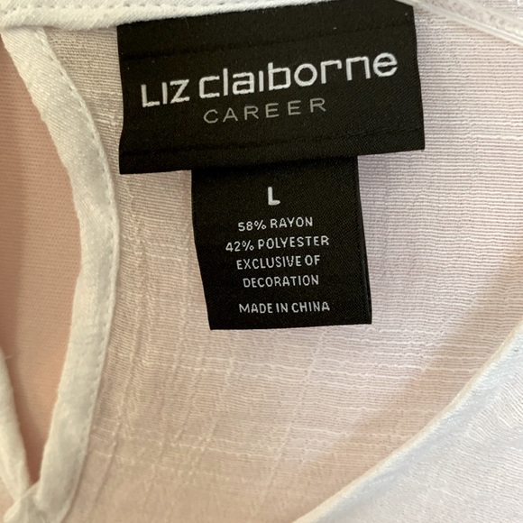 NWT Liz Clayborne Career Ruffle Sleeves White Blouse - Picture 3 of 7